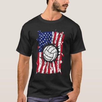Volleyball Torn Usa American Flag Volleyball Playe T-shirt
