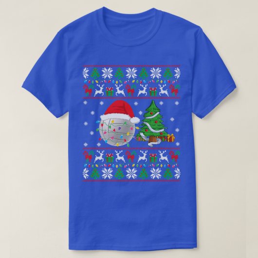 Volleyball Ugly KerstSweater Volley Xmas Ligh T-shirt (Design voorkant)