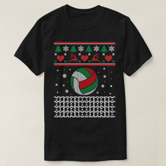 Volleyball Ugly Sweater kerstcadeau voor volleyb T-shirt (Design voorkant)