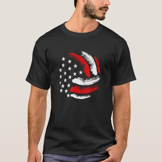 Volleyball Us American Flag Beach Volleyball Lover T-shirt (Voorkant)