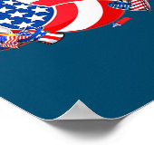 Volleyball USA Flag Hat Fireworks Patriotic 4th Poster (Hoek)