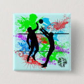 Volleyball Vierkante Button 5,1 Cm (Voorkant)
