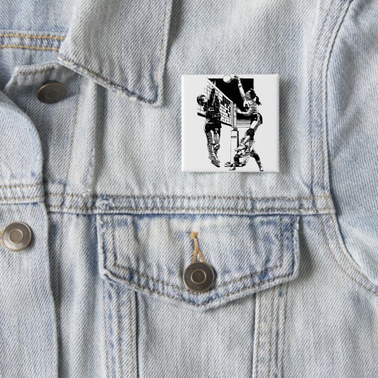 Volleyball Vierkante Button 5,1 Cm (In situ)