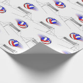 Volleyball vliegt over het net cadeaupapier (Hoek)