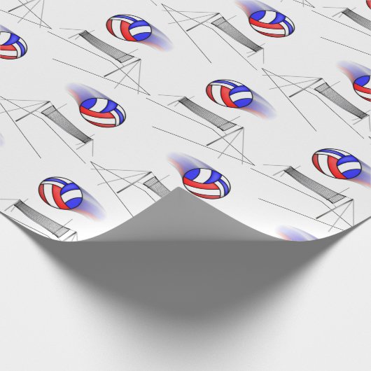 Volleyball vliegt over het net cadeaupapier (Hoek)