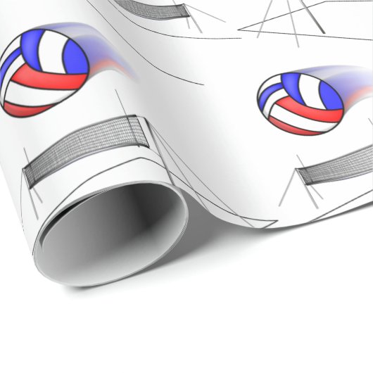 Volleyball vliegt over het net cadeaupapier (Rol Hoek)