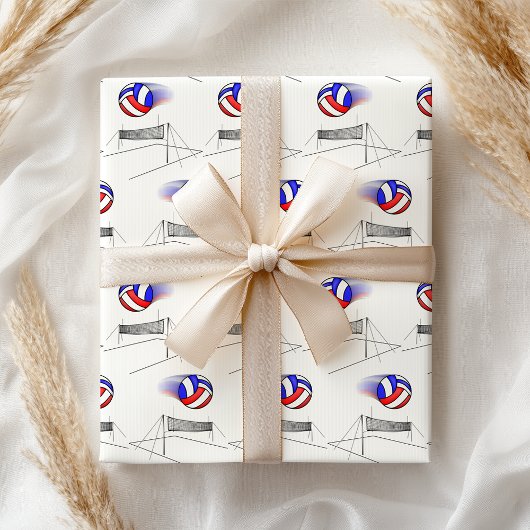 Volleyball vliegt over het net tissuepapier