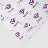 Volleyball vliegt over het net tissuepapier (Detail)