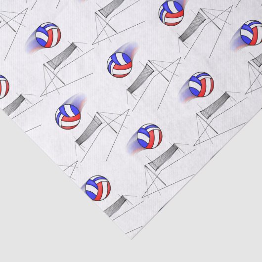 Volleyball vliegt over het net tissuepapier (Detail)