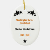 Volleyball Vrouw Black Hair Oranje & Black Keramisch Ornament (Achterkant)