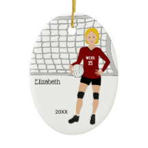 Volleyball Vrouw Blonde Hair Red & Black