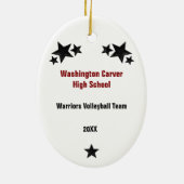 Volleyball Vrouw Blonde Hair Red & Black Keramisch Ornament (Achterkant)