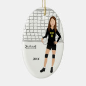 Volleyball Vrouw Brown Hair in zwart-wit en goud Keramisch Ornament (Rechts)