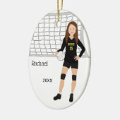 Volleyball Vrouw Brown Hair in zwart-wit en goud Keramisch Ornament (Links)