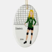 Volleyball Vrouw Brunette Green & Black Keramisch Ornament (Rechts)