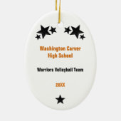 Volleyball Vrouw Brunette Oranje & Black Keramisch Ornament (Achterkant)