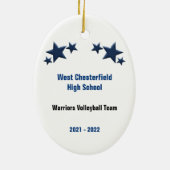 Volleyball Vrouw londe haar in donkerblauw en zwar Keramisch Ornament (Achterkant)