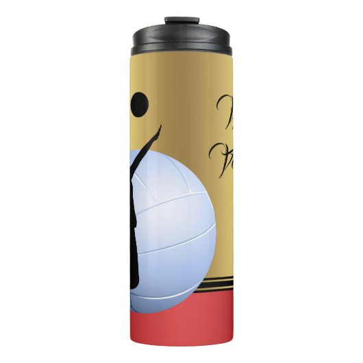 Volleyball Vrouw Player Ball elegant personalisere Thermosbeker (Voorkant)