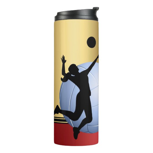 Volleyball Vrouw Player Ball elegant personalisere Thermosbeker (Gedraaid links)