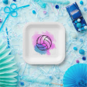 Volleyball Waterverf Abstract Papieren Bordje (Feest)