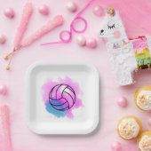 Volleyball Waterverf Abstract Papieren Bordje (Feest)