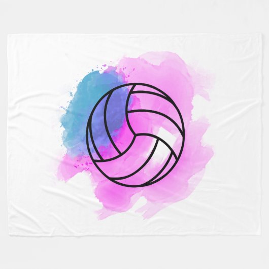 Volleyball-Waterverf Fleece Deken (Voorkant (Horizontaal))