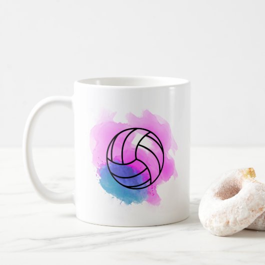 Volleyball-Waterverf Koffiemok (Met donut)