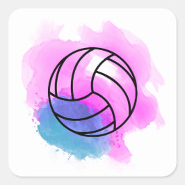 Volleyball-Waterverf Vierkante Sticker