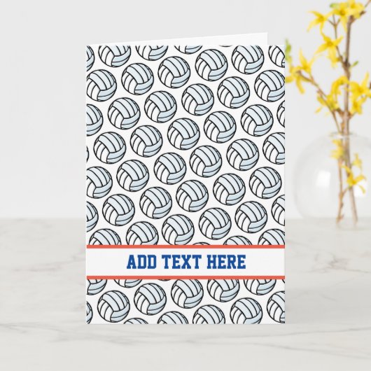 Volleyball Wit Zwart Sportteam Kleuren Tekst Kaart (Gele Bloem)