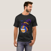 Volleyball Witch Pet Volleyballer Funny Halloween T-shirt (Voorkant volledig)