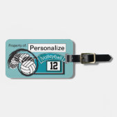 VolleybalLabel 🏐 - Blauwgroen blauw Bagagelabel (Voorkant horizontaal)