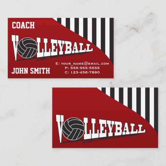 Volleyballak - rood visitekaartje (Voorkant / Achterkant)