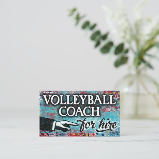 Volleyballak voor hire Visitekaartjes - blauw (Staand voorkant)