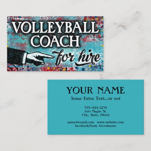 Volleyballak voor hire Visitekaartjes - blauw (Voorkant / Achterkant)