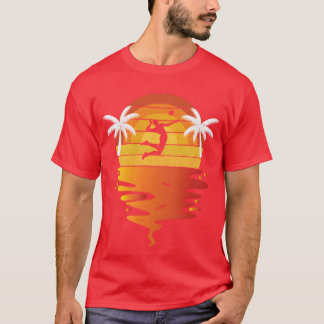 Volleyballee retro zonsondergang 70s vintage Volle T-shirt