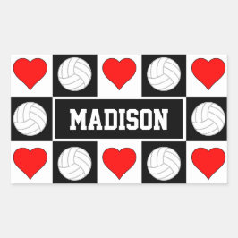 Volleyballen & de NaamSport van de Speler van de D Rechthoekige Sticker