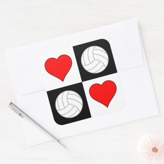Volleyballen & Gecheckte Sporten van het Patroon v Vierkante Sticker (Envelop)
