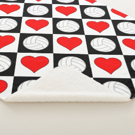 Volleyballen & Hart Cute Checkered Pattern Warm Sherpa Deken
