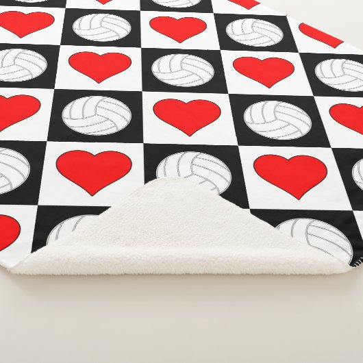 Volleyballen & Hart Cute Checkered Pattern Warm Sherpa Deken (3/4)