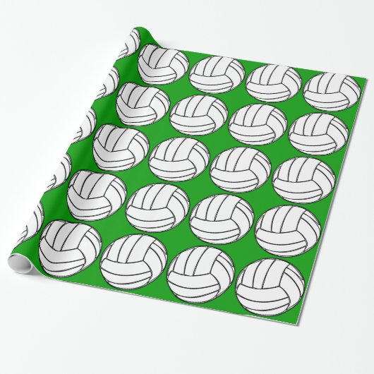 Volleyballen op groen cadeaupapier (Uitgerold)