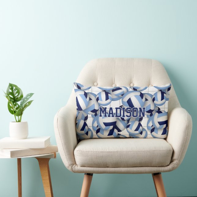 Volleyballen patroon een net grotere marine lt bla kussen (Stoel)