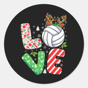 Volleyballiefhebbers Jongens Meisjes Kinder Kerstm Ronde Sticker