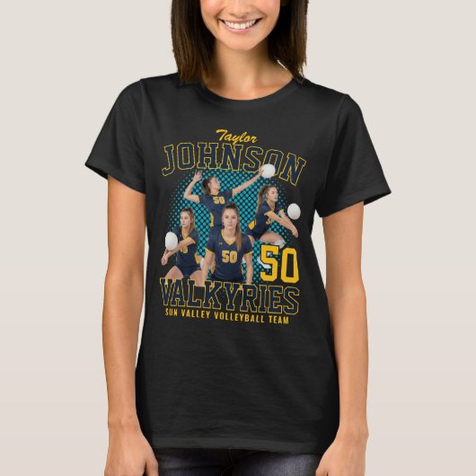 Volleyballspeler Aangepaste foto retro bootleg bla T-shirt (Voorkant)