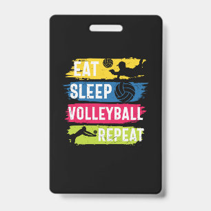 Volleyballspeler Eten Slapen Volleyball Herhalen Badge