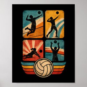 Volleyballspeler Grappige Volleyball Retro Outfit Poster
