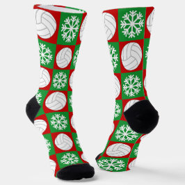 Volleyballspeler Kerstsneeuwvlokpatroon Cute Sokken