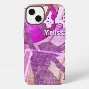 Volleyballspeler voor vrouwen roze paarse naam num iPhone 13 hoesje
