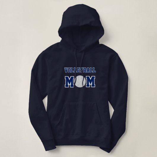 Volleybalmama - Navy Blue en White Hoodie (Design voorkant)