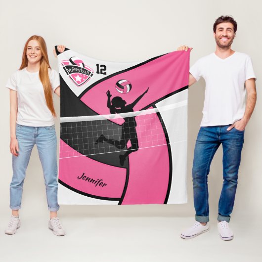Volleybalmeisje met Y-nummer - Roze Fleece Deken (In situ)
