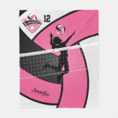 Volleybalmeisje met Y-nummer - Roze Fleece Deken (Voorkant)
